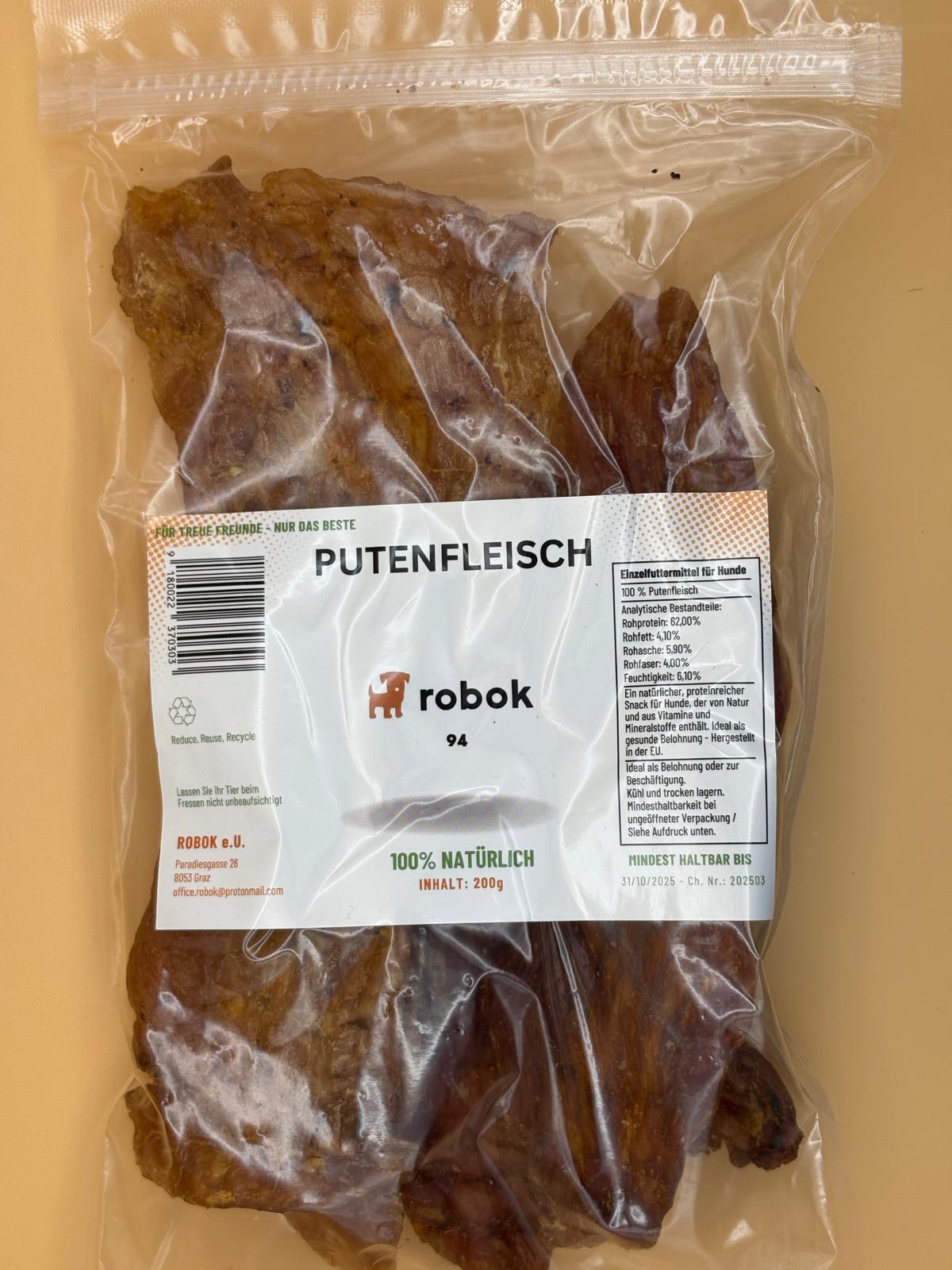 Putenfleisch luftgetrocknet von ROBOK – Hundesnack aus Pute