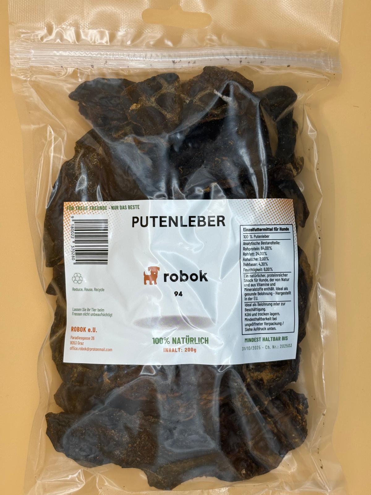 Putenleber luftgetrocknet von ROBOK – Hundesnack aus Pute