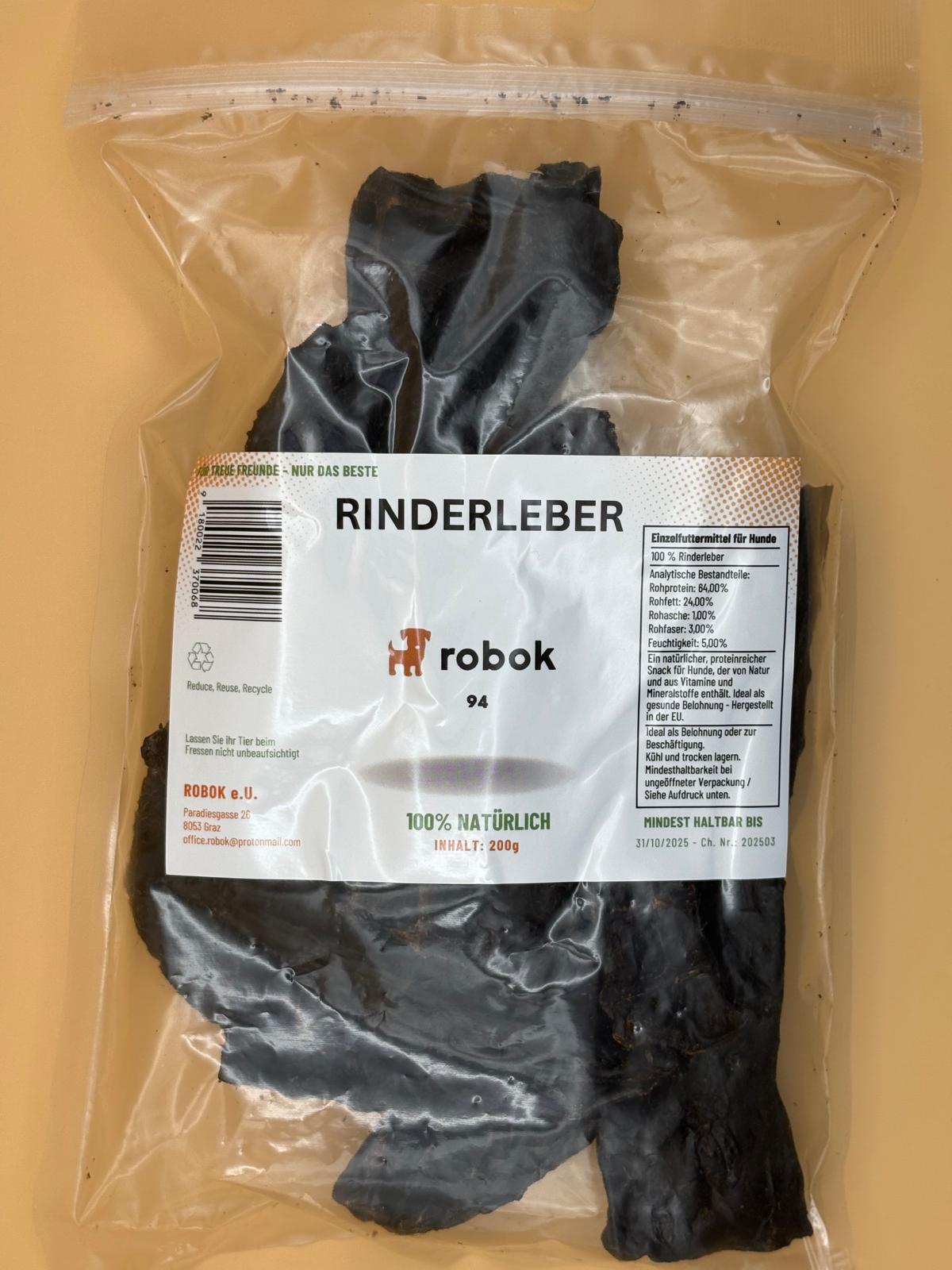 Rinderleber luftgetrocknet von ROBOK – Hundesnack aus Rind – Nahaufnahme